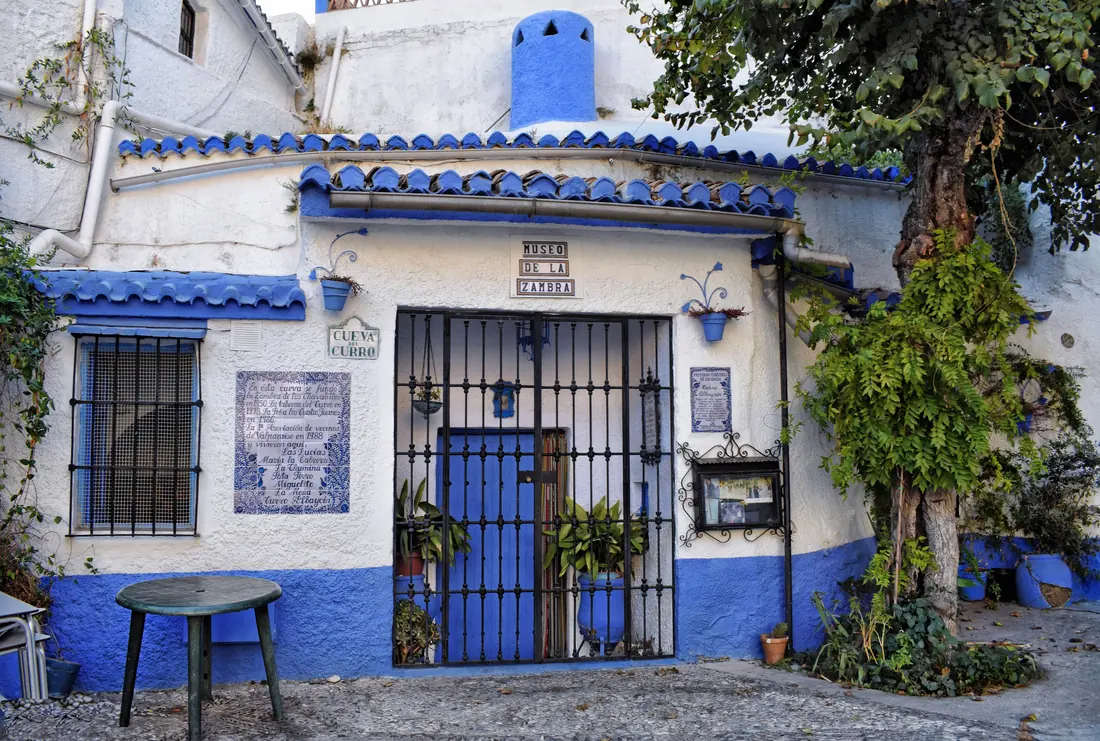 The whitewashed cave houses of the Sacromonte hillside in Granada